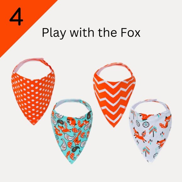 KaWaii Stylish Triangle Bandana Bib Scarfs for feeding teething drooling 4-Pack - Picture 2 of 9